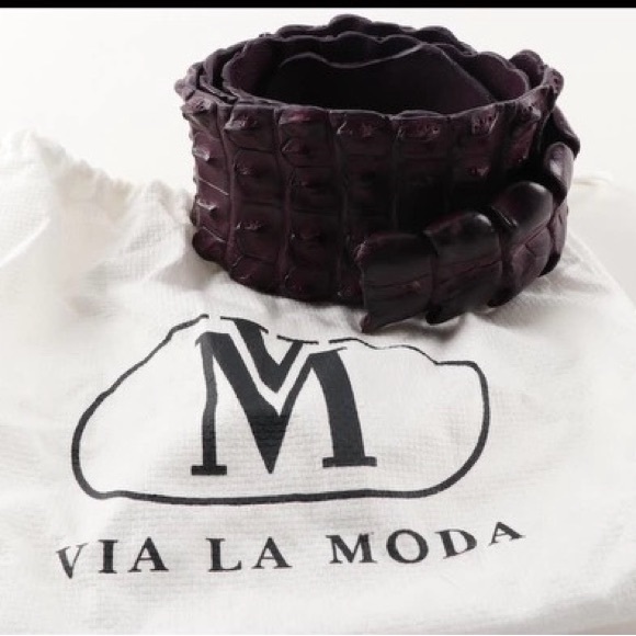 New! Via La Moda Genuine Nile Crocodile Belt - Picture 5 of 12